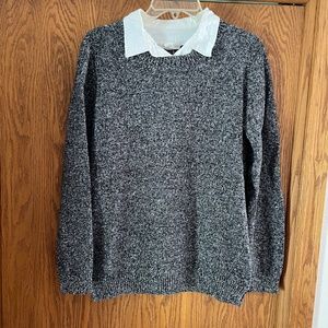 Marled Faux Two-Piece Collared Sweater | Dark Academia size M